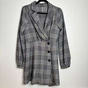 Free People Blazer Dress Plaid Long Sleeve size 4